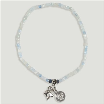 Pulsera BRISA Plata Aguamarina. Cuadrado. 3mm