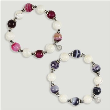 Pulsera AZAHAR Plata Ágatas y Nácar