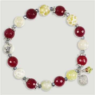 Pulsera AZAHAR Plata Ágata frambuesa y amarilla. 8mm