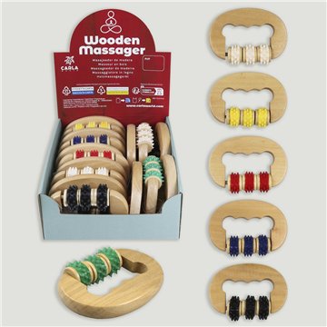 WOODEN MASSAGER. Modelo madera + goma. Colores surtidos. 11X8x2cm