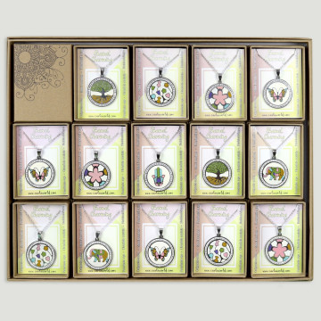 ENEMAL CHARMING. Pack 15. Collar acero color con cristalitos. Surtidos