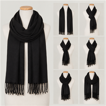 Pashmina. 01. 100% Polyester. 68x172cm. Color: Black. Model: Style