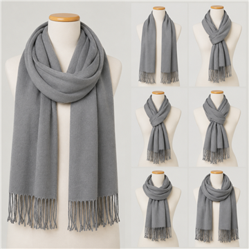 Pashmina. 04. 100% Poliéster. 68x172cm. Color: Gris. Modelo: Energía
