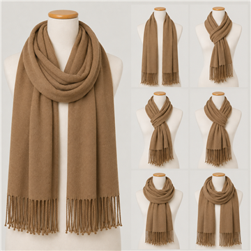 Pashmina. 08. 100% Polyester. 68x172cm. Color: Brown. Model: Happiness