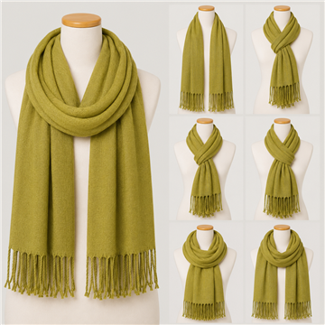 Pashmina. 14. 100% Poliéster. 68x172cm. Color: Verde. Modelo: Suerte