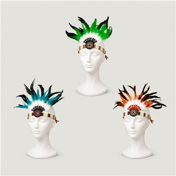 Diadema india con plumas. Colores surtidos. 30x30cm