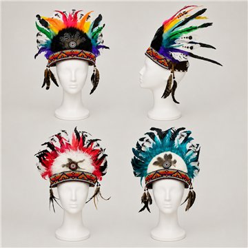 Diadema/cinta india con plumas. Diámetro 50cm. 35cm