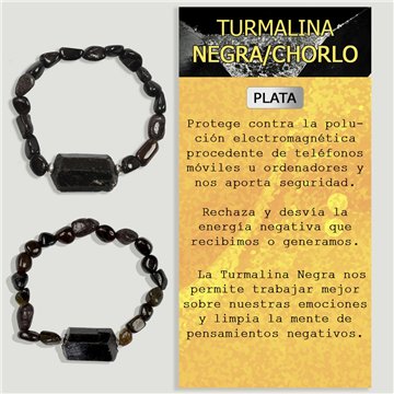 BLACK TOURMALINE. Silver bracelet. Male model
