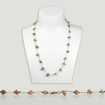 Sun Stone chip necklace golden chain 42-47cm