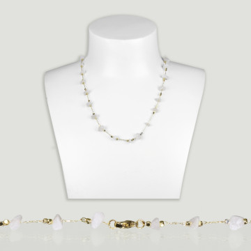 Moonstone chip necklace golden chain 42-47cm