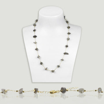 Collier puce labradorite chaîne dorée 42-47cm