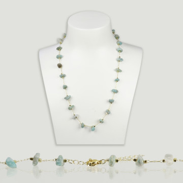 Collar chip Amazonita cadena dorada 42-47cm