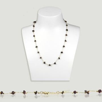 Collier éclat grenat chaîne dorée 42-47cm
