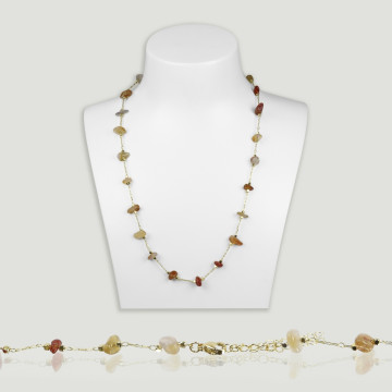 Carnelian chip necklace golden chain 42-47cm