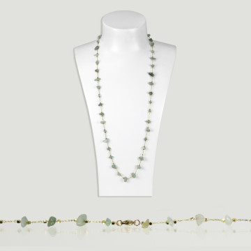 Green Aventurine chip necklace golden chain 80cm