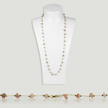 Sun stone chip necklace golden chain 80cm