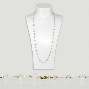 Collar chip Piedra Luna cadena dorada 80cm