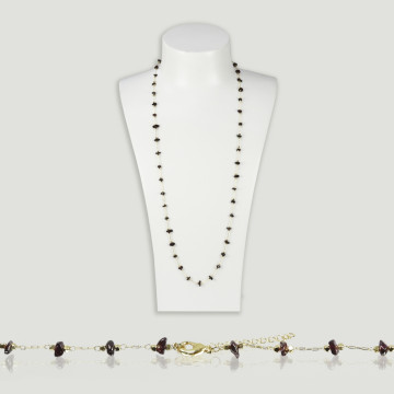 Collier éclat grenat chaîne dorée 80cm