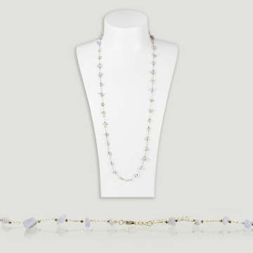 Chalcedony chip necklace golden chain 80cm