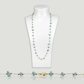 Turquenite chip necklace golden chain 80cm