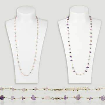 HOOK 01. Necklace 80cm. Minerals: Amethyst and Rose Quartz.