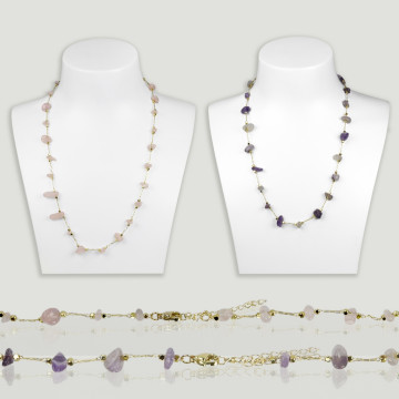 HOOK 08. Necklace 42-47cm. Model: Amethyst and Rose Quartz.
