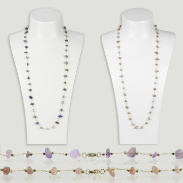 HOOK 15. Necklace 80cm. Model: Amethyst and Sunstone.