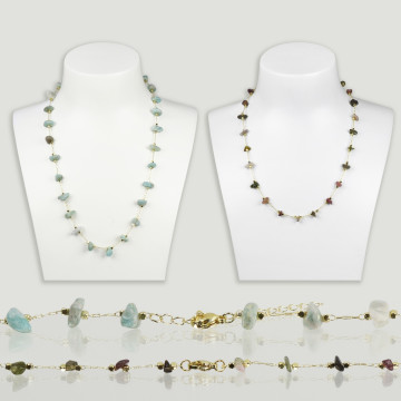 HOOK 16. Necklace 42-47cm. Model: Amazonite and Bicolour Tourmaline.
