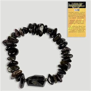 Pulsera plata Turmalina negra XL hombre