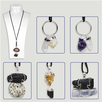 Collar algodón Bruto puntas/ágatas - Minerales surtidos