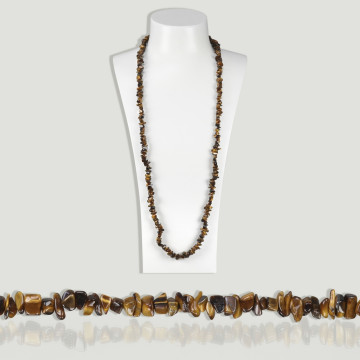 Collier puce. 90cm. Oeil de tigre.