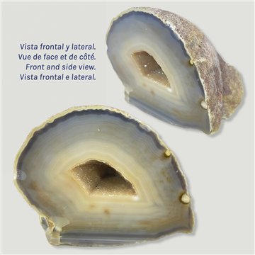 Géode d'Agate Naturelle Extra. 7,5 x 9 x 7 cm env.