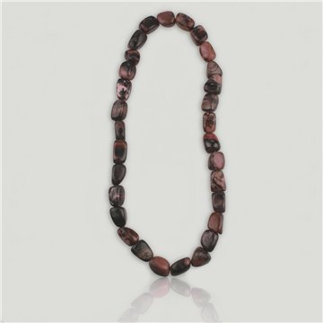 Collar mineral elástico rodado de 40cm. Rodonita
