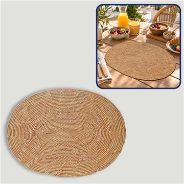 Individual de mesa em rattan com madeira. 40x30cm