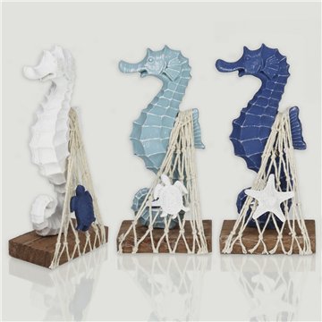 Caballito Mar madera con base. Surtidos. 7x4x15cm