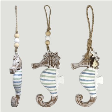 Móvil madera Caballito de mar. Surtidos. 9x17cm(30cm)