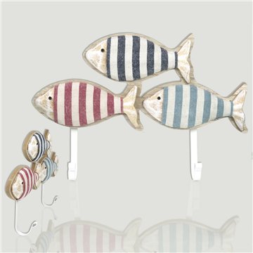 Colgador madera + metal doble. 3 Peces surtidos. 30x21cm