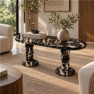 Table ovale onyx Pakistan. Modèle noir. 45X90cm