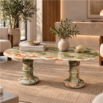Mesa Oval Ônix Paquistão. Modelo Tons de Verde. 60x120