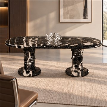 Mesa Oval Ônix Paquistão. Modelo Preto. 60x120cm