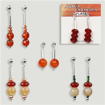 Boucles d'oreilles en ARGENT. Cornaline. Formes assorties