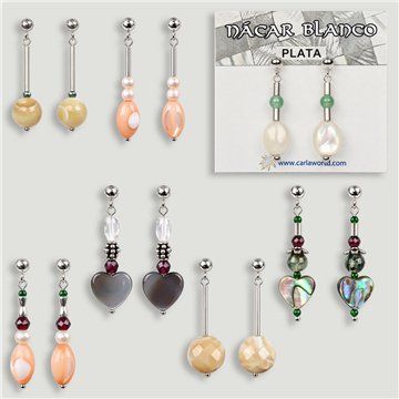 Pendientes PLATA. Nácar. Formas surtidas