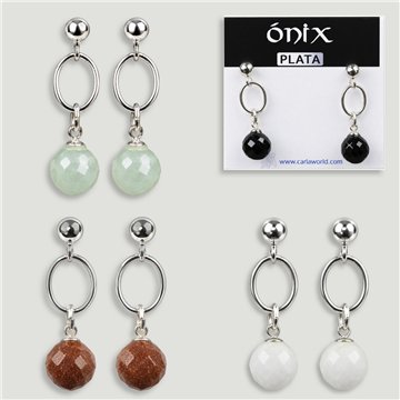Boucles d'oreilles en argent avec minéraux assortis