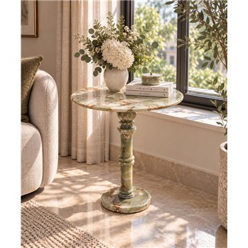 Table ronde. Onyx Multigreen. Pakistan. 45cm