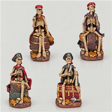 Figure Pirate skull with treasure 12x7cm