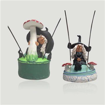 Incense holder witch with mushroom 18x11cm
