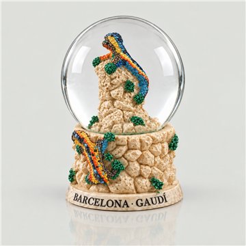 Resin crystal ball with gecko medium size
