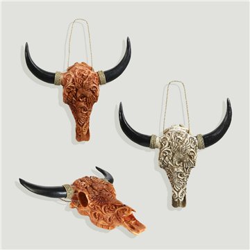 Head cow skull resin. Assorted colors. 17x18cm