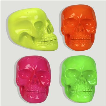 Calavera. Resina colores fluorescentes surtidos. 18x12cm