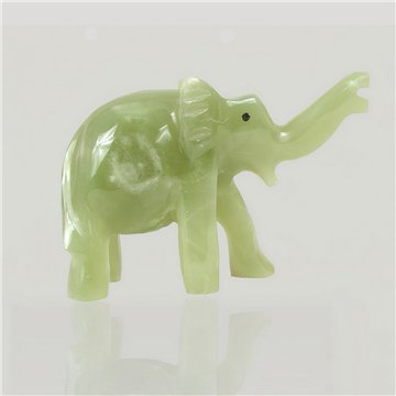 Multigreen Onyx Elephant with Trunk Up. Pakistan. 15 cm
